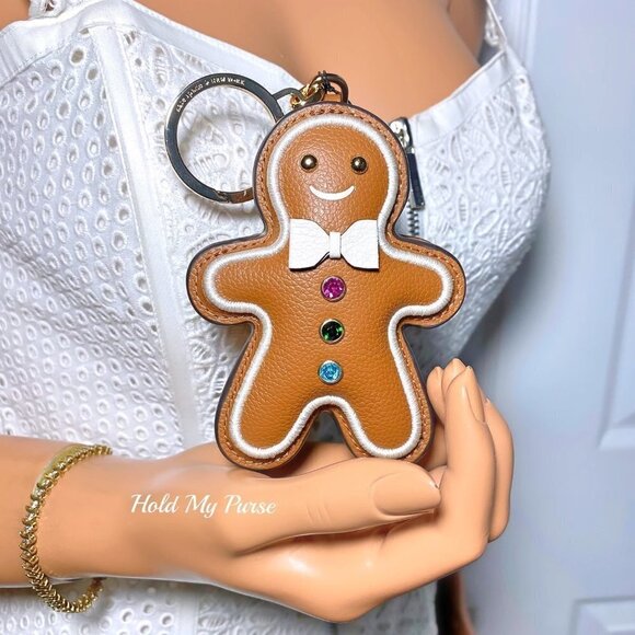 Kate Spade Gingerbread Man Keychain Bag Charm NWT - Picture 3 of 8